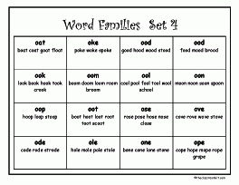 word families set 4