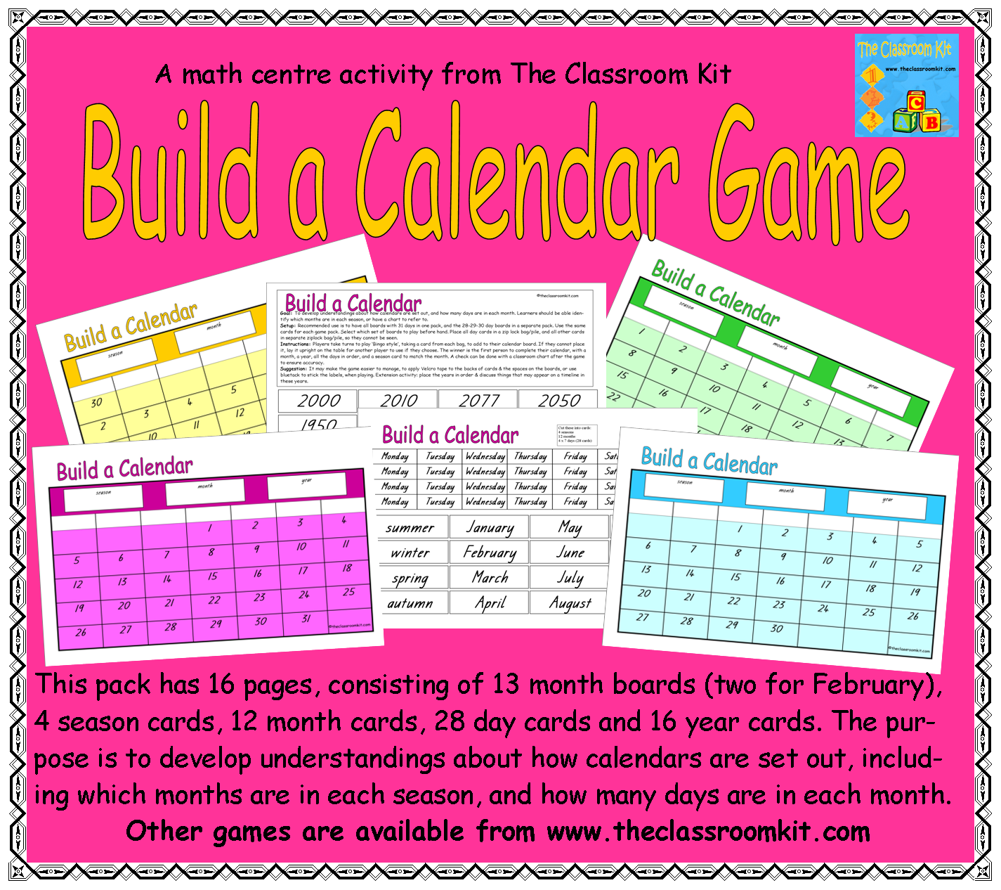 calendar activity - special education resource